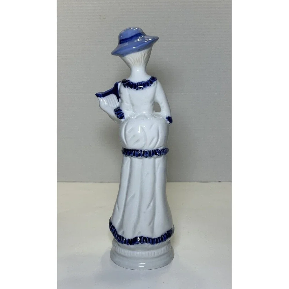 Vintage Porcelain Victorian/Colonial Women Figurine White/Blue Home Decor